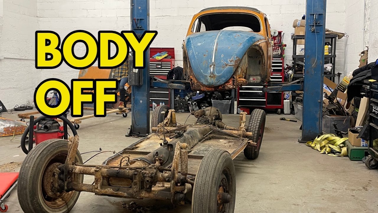 57 VW Oval Beetle Rescue - REMOVING the Body - YouTube