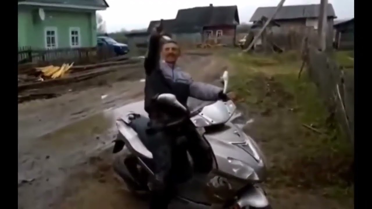 Only in Russia! Drunk Russian Crashes His New Scooter! NEW 2017
