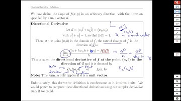 Unit 20-7 Directional Derivative - Definition - MATH 121