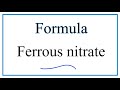 Ferrous Nitrate and Oxidation States