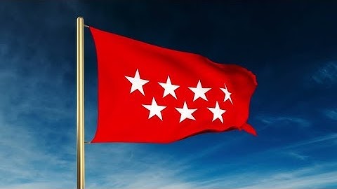 4K Madrid flag slider style. Waving in the win with cloud background animation Stock video