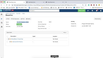 OpenSpecimen Training: Transfer specimen from one visit to another