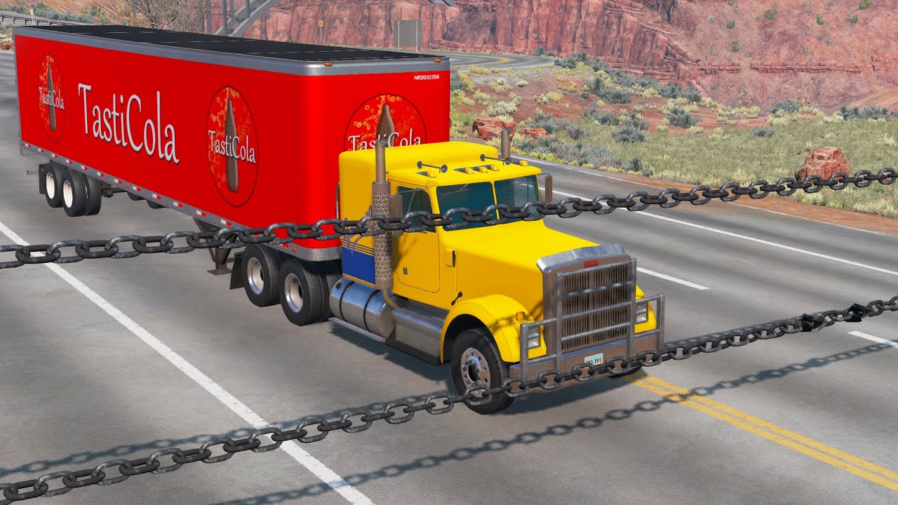 Cars vs Double Chain #2 - BeamNG.Drive