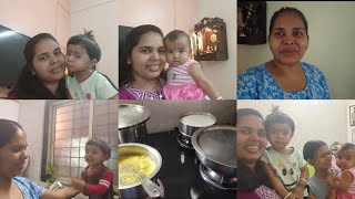 अशी manage करते दोन मुलींसह घरची कामे . home made food for 7 month old baby.