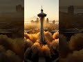 Space Needle Dropped From The Sky by Giant Hand 😲 | Seattle AI VFX