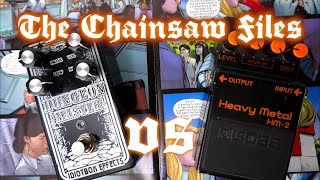 Idiotbox Effects Dungeon Master vs Boss HM2 Distortion pedal Comparison (The Chainsaw Files)
