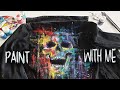 How to paint ABSTRACT designs on DENIM JACKET (or any other clothes)/Paint with me