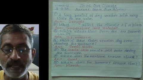 class 4, Subject S S T , Chapter 6, Our Climate, Revision Question Answers