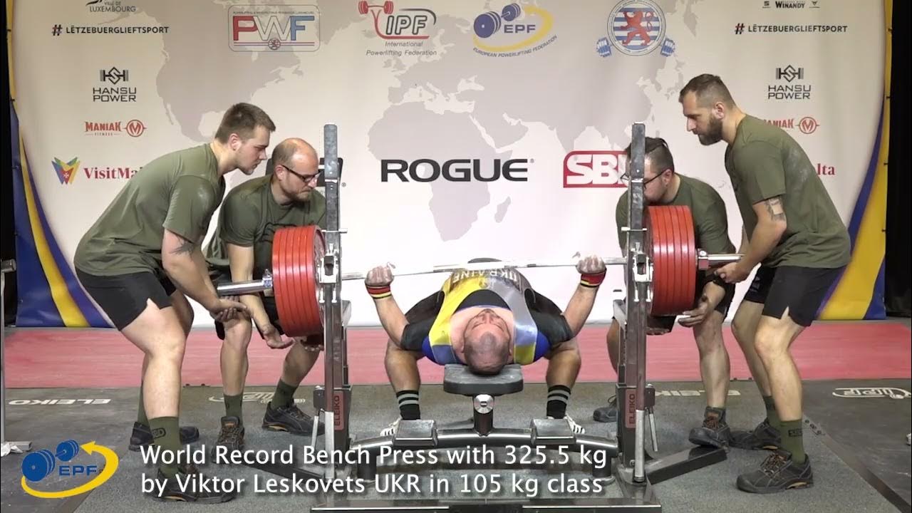 World record bench press with 325 5 kg by viktor leskovets ukr in 105