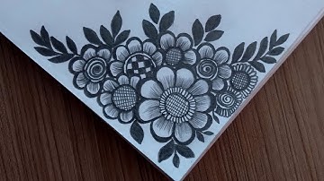 Easy Border Design for Project | Easy corner Drawing Tutorial For Beginners | Flower Drawing