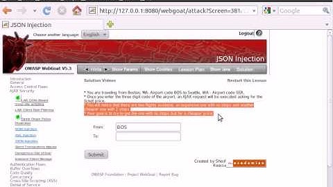 WebGoat v5.3 - AJAX Security - JSON Injection