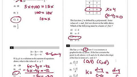 SAT Practice Test #3 Section 3: Math no calculator (solutions & explanations)
