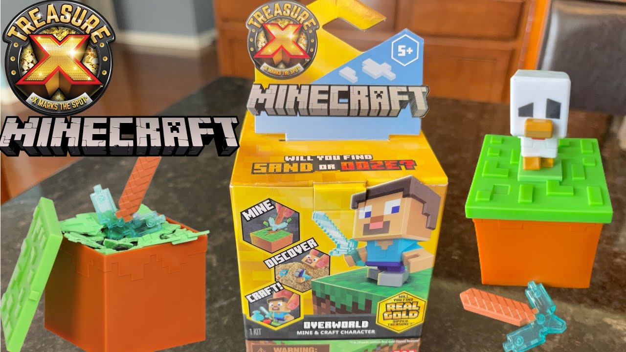  TREASURE X Minecraft Overworld Mine and Craft collectable  Characters Unboxing Toy 10 Levels of Adventure Will You find Real Gold  Treasure : Toys & Games