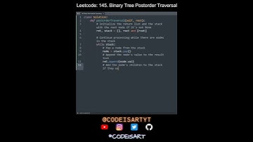 Leetcode 145. Binary Tree Postorder Traversal in Python | Python Leetcode | Python Coding Tutorial