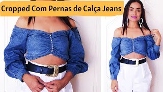 Como Fazer Cropped Com Pernas de Calça Jeans - SUZAMUSA