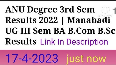 Acharya Nagarjuna University degree 3rd sem results released 2023/anu degree 3rd Sem Results Release