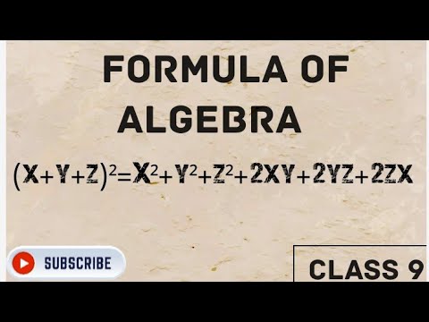 Formula Of Algebra Class 9 Youtube