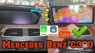 2013 Mercedes Benz C300 How to remove radio display install apple carplay android auto Netflix 12.3'