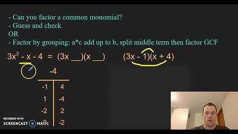 Factoring Trinomials with a Greater Than 1