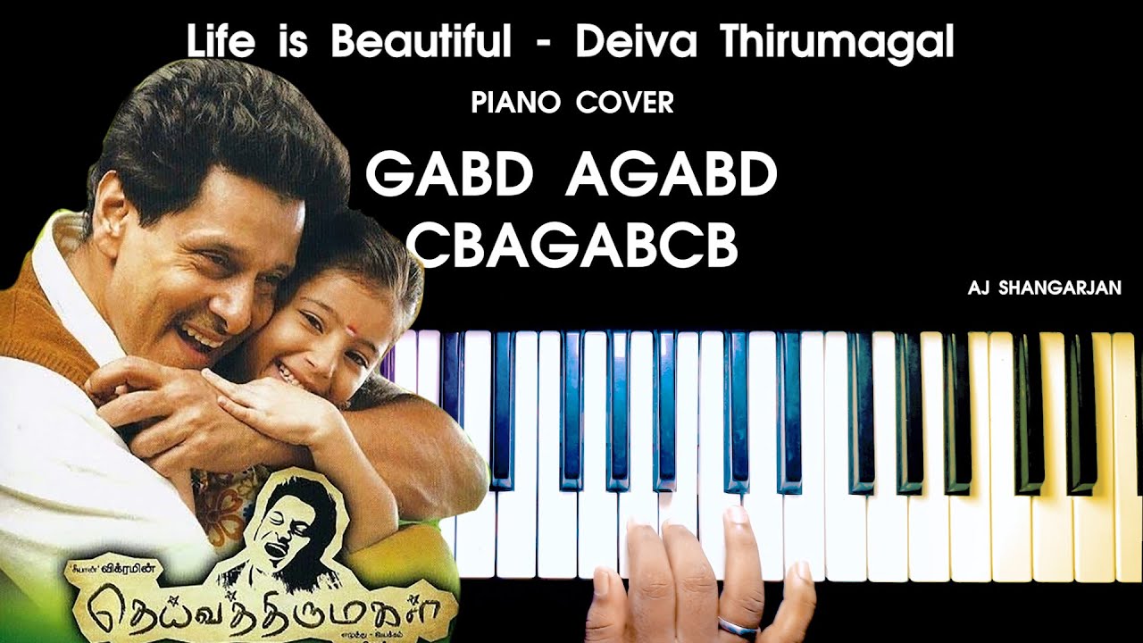 Deiva Thirumagal Life is Beautiful BGM Piano Cover with NOTES AJ