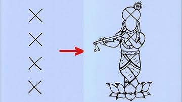 Lord shree krishna drawing from 2×8 dots easy step by step // Easy Lord shree Krishna Thakur drawing