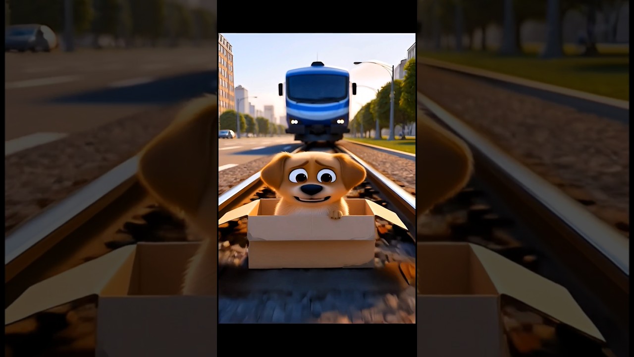 Suddenly, a Train Appeared… The Puppy Is Stuck on the Railway Track! 😰 #baby #usa #viral #dog #viral