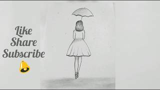 How to draw a girl with an umbrella YouTube