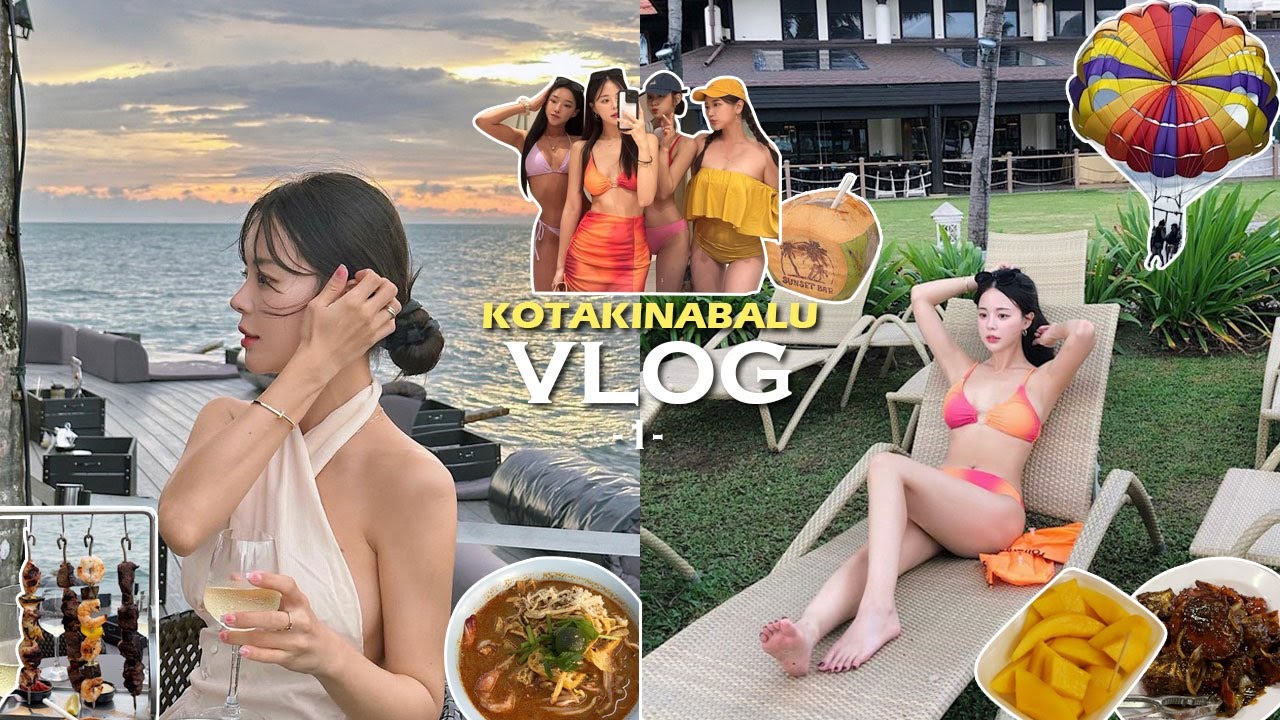 [여행vlog] 술마시러 해외갔지만 물만 잔뜩 먹고온 3박4일 코타키나발루 1편 _ 탄중아루 샹그리아+선셋바++이펑락사+호핑투어+마무틱+1일1수영+웰컴씨푸드+야시장