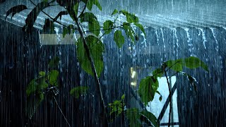 Relaxing Rain Thunder White Noise for Sleeping | Heavy Rainfall on Roof & Mighty Thunder at Night