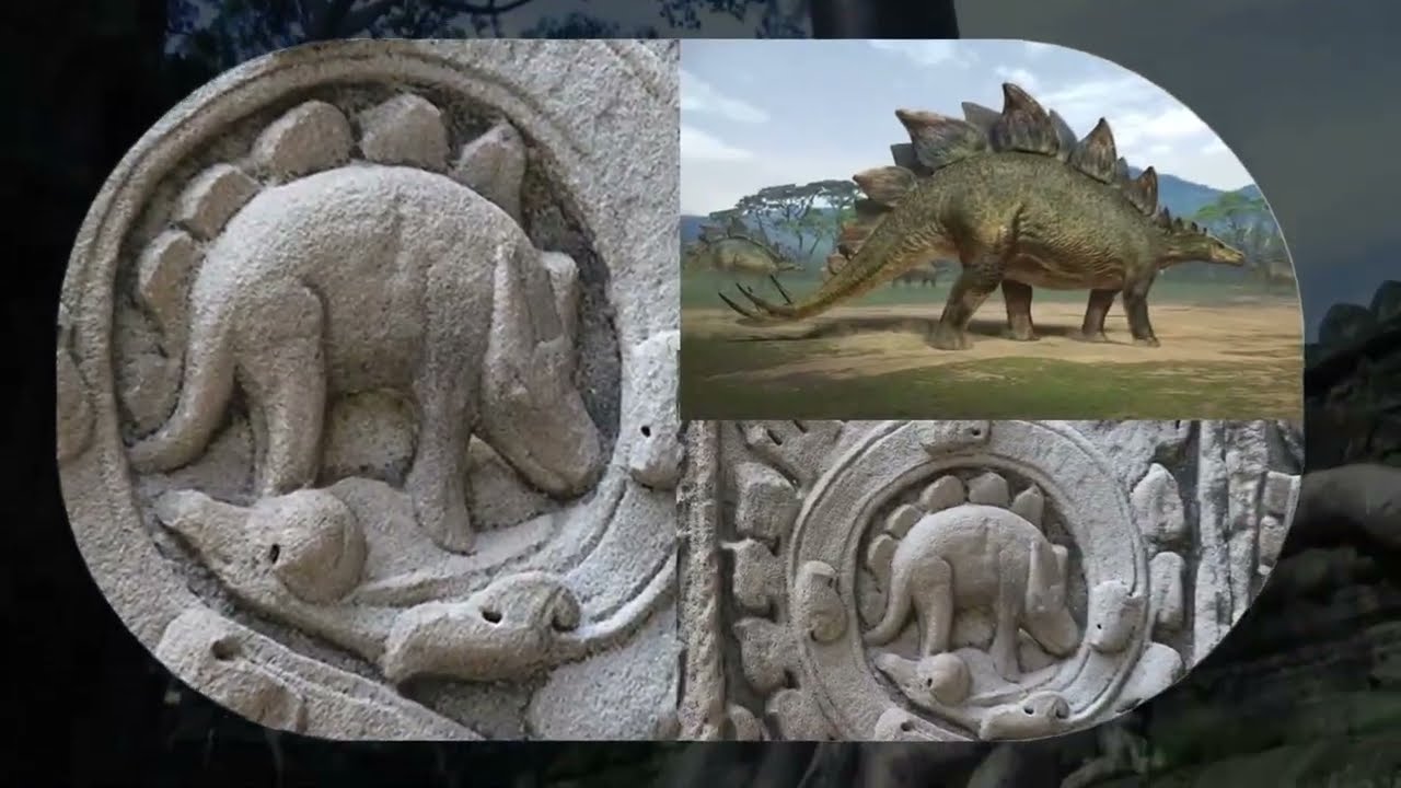 relieve en piedra de un dinosaurio