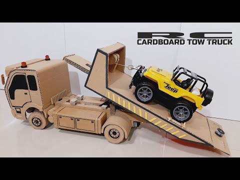 How To Make a RC Tow Truck from Cardboard | RC Flatbed Rollback Tow Truck | DIY RC Tow Truck