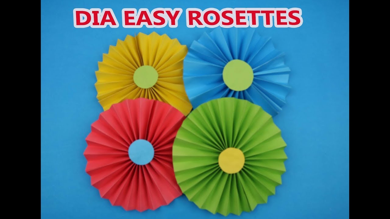 How to make simple Paper Rosettes SPRING FLOWERS? make Paper Fan | decorations with paper Rosettes