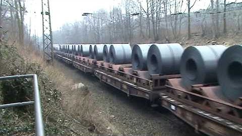 2 Baureihe225 DB Schenker Rail Diesel locomotives with heavy steel products Train!!!