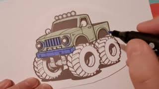 🚛 Cute Monster Truck Coloring Pages! 🎨 Fun & Easy Coloring Adventure for Kids | Learn Colors