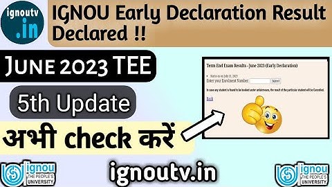 IGNOU June 2023 TEE Early Declaration Result DECLARED || 5th Update ||