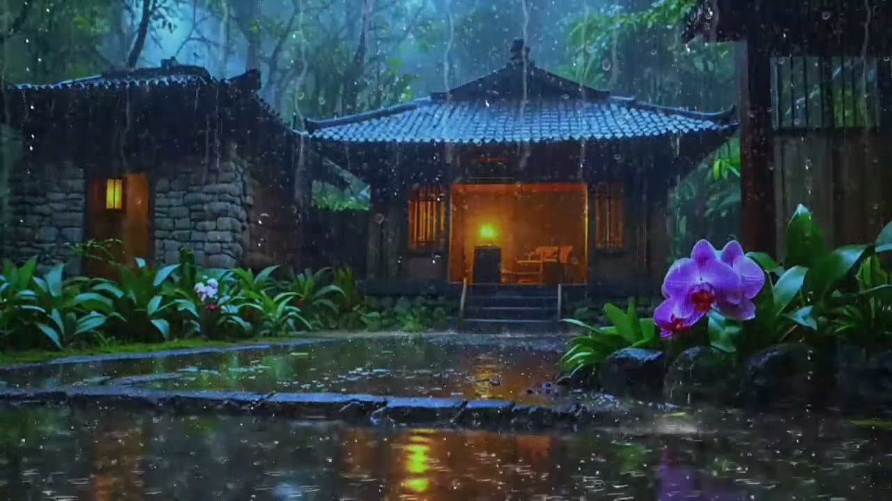 Calming Music & Rain Sounds ⛈️- Beautiful Piano Music, Background Music, Sleepover Music, piano