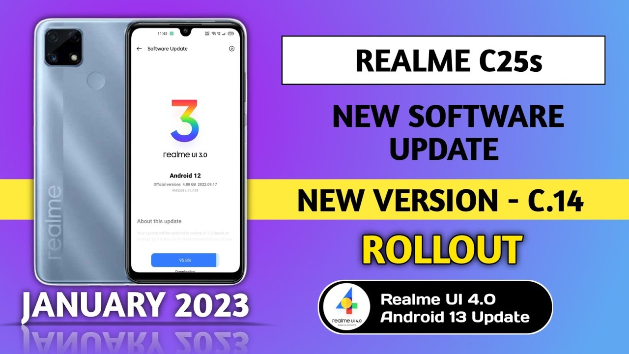 Realme C25s New software Update C.14 January 2023, New features, Realme Ui 4.0 Android 13 update ?