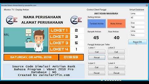 Simulasi Sistem Antrian Bank dengan VBnet 2010