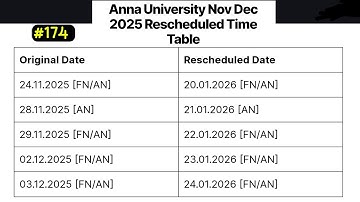 Anna University Nov Dec 2025 Rescheduled Time Table Published | #174