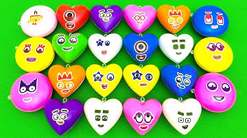 Looking Numberblocks, Alphablocks, Cocomelon, Alphabet Lore In Clay Mini Heart Mix Coloring! ASMR