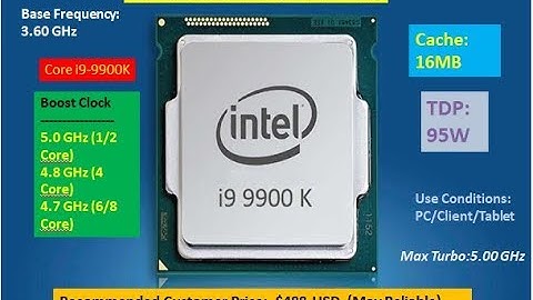 Intel® Core™ i9 9900K Processor 16M Cache, up to 5 00 GHz