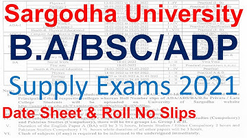 ba bsc adp ada ads adc bcom part 1 & 2 supply exams 2021 official date sheet roll no slips uos