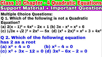Class 10 Ch 4 Q 1 | Q 2 | Quadratic Equations | Support material | Important Question | CBSE