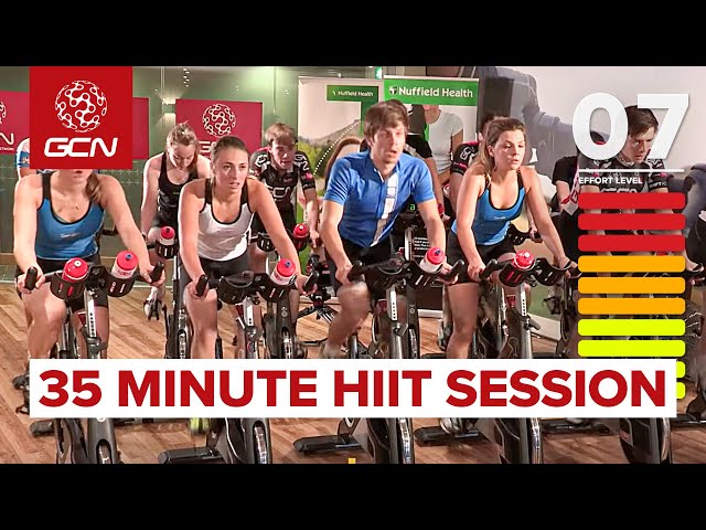 HIIT - 35 Minute Cycle Training Workout - Hill Training class=