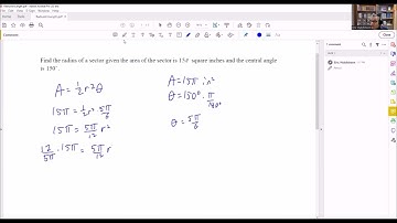 Finding the Radius Given the Area and Central Angle of a Sector