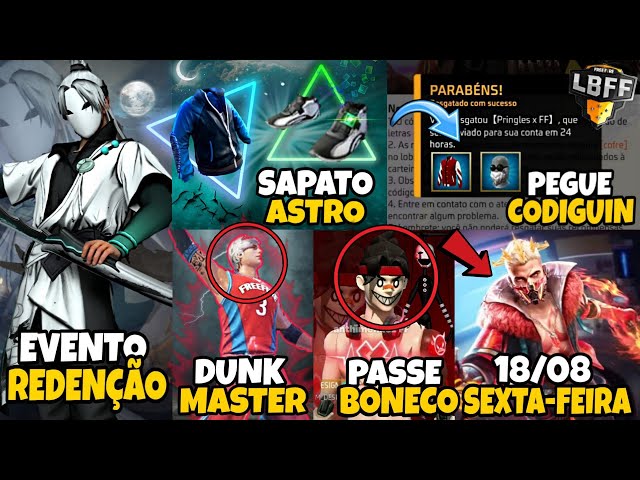 URGENTE!! NOVO CODIGUIN, GOLA ALTA PRETA, TROCA NICK, DUNK MASTER, CUBO  GRÁTIS - NOVIDADES FREE FIRE 