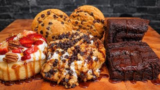 (ASMR) FANCY CINNAMON BUNS, BROWNIES, AND CHOCOLAT CHIP COOKIES MUKBANG