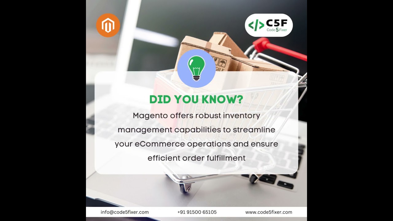 Magento offers robust inventory management capabilities Contact Code5Fixer 📞 +91 91500 65105