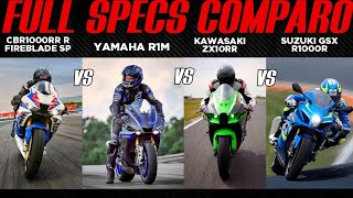 2022 Honda CBR1000RR R Fireblade SP vs Yamaha R1M vs Kawasaki Z10RR vs Suzuki GSX R1000R 🔥🔥