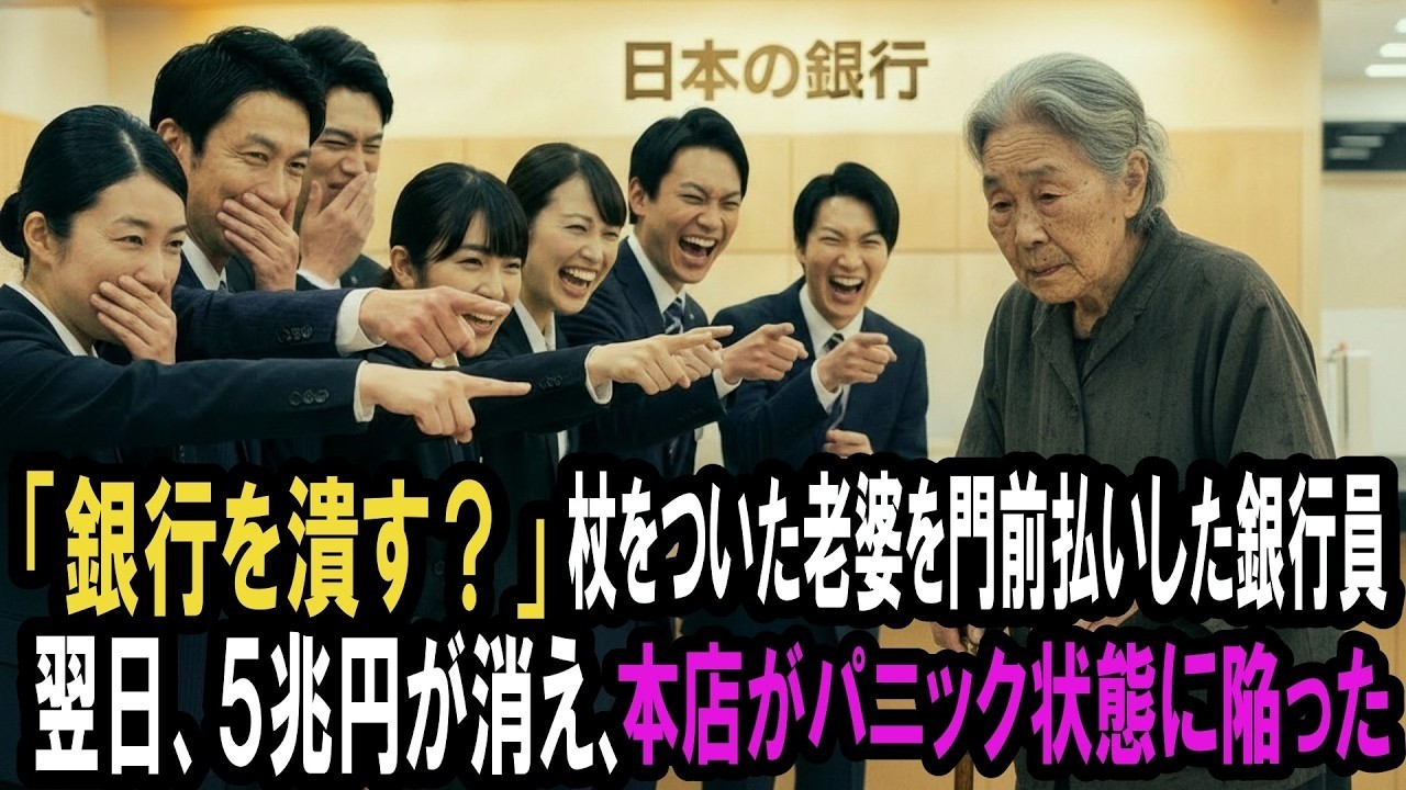 「銀行を潰す？お好きにどうぞw」杖をついた老婆を門前払いしたエリート銀行員。翌日､5兆円移動で銀行幹部たちが阿鼻叫喚のパニック状態に陥った